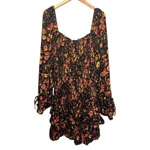 NWT Olivaceous Smocked Floral Long Sleeve Mini Dress